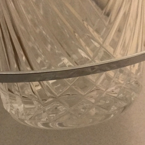 Vintage Crystal Heavy Cut Glass or Pressed Ice Bucket Clear Silver - Picture 4 of 9